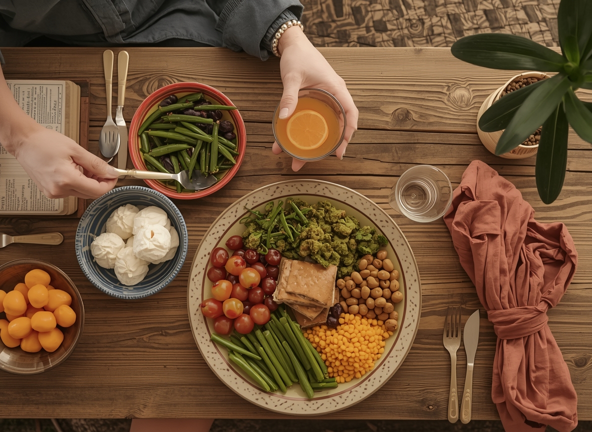 Illustration of a calm kitchen scene with Xexvalonwhux